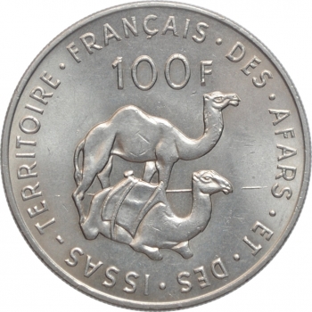 Французские Афар и Исса 100 франков 1975 г., UNC, "Заморская территория Франции (1968 - 1975)"