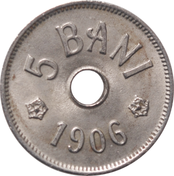 Румыния 5 бань 1906 г. J, BU, "Король Кароль I (1881 - 1914)"