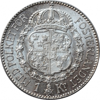 Швеция 1 крона 1925 г. W, UNC, "Король Густав V (1908 - 1950)"