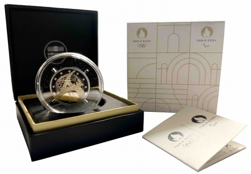 Франция 2 евро 2024 г., PROOF, "Олимпийские игры, Париж - Эйфелева башня, Цветное покрытие"