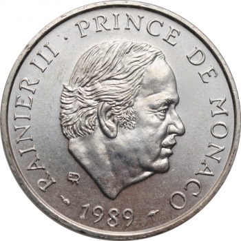 Монако 100 франков 1989 г., BU, "40 лет правления Ренье III"