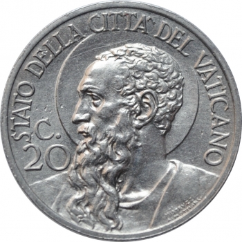 Ватикан 20 чентезимо 1932 г., UNC, "Папа Пий XI (1929 - 1938)"