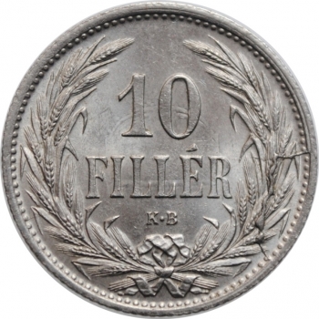 Венгрия 10 филлеров 1908 г., UNC, "Император Франц Иосиф (1848 - 1916)"