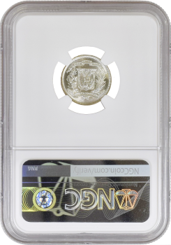 Доминикана 10 сентаво 1961 г., NGC MS65+, "Доминиканская Республика (1937 - 2020)"