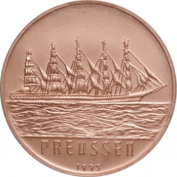 Бенин 200 франков 1993 г., BU, "Парусник "Пруссия"