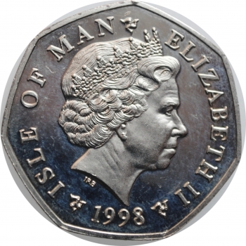 Остров Мэн 50 пенсов 1998 г., UNC, "Рождество"