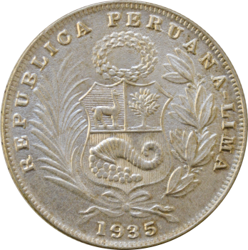Перу 1/2 соль 1935 г., UNC, "Республика Перу (1918 - 1985)"