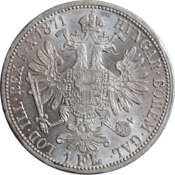 Австрия 1 флорин 1871 г., UNC, "Император Франц Иосиф I (1848 - 1916)"
