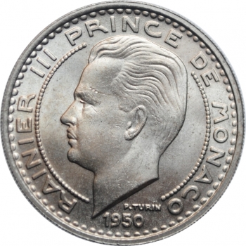 Монако 100 франков 1950 г., BU, 'Князь Ренье III (1949 - 2005)'
