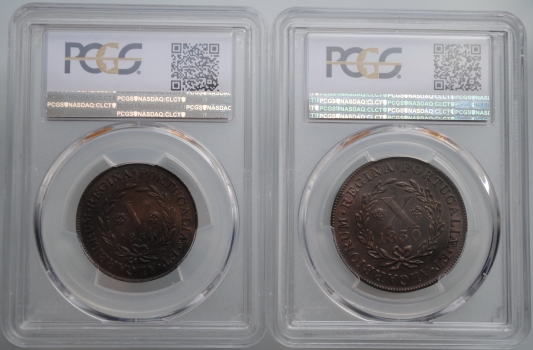 Остров Терсейра 5 и 10 рейсов 1830 г., PCGS MS62-63, "Мария II в изгнании (1828 - 1833)"