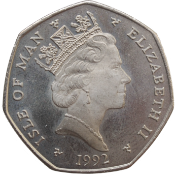 Остров Мэн 50 пенсов 1992 г. AA, UNC, "Рождество"
