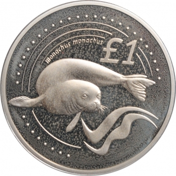 Кипр 1 фунт 2005, PROOF, "Дикая природа Кипра - Тюлень-монах"