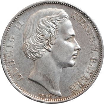 Бавария 1 талер 1871., UNC, "Король Людвиг II (1864 - 1886)" KM# 888 RARE