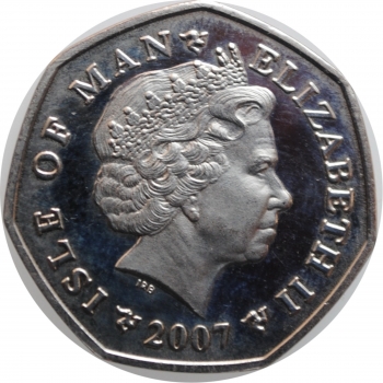 Остров Мэн 50 пенсов 2007 г., UNC, "Рождество"