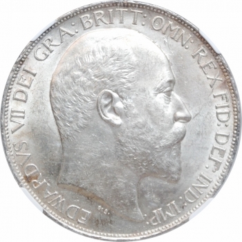 Великобритания 1 крона 1902 г., NGC UNC Details, "Король Эдуард VII (1902 - 1910)"