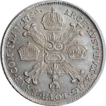 Австрийские Нидерланды 1/4 кроненталера 1789 г. B, UNC, "Император Иосиф II (1780 - 1790)"