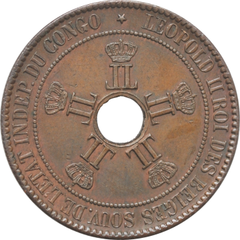 Свободное Государство Конго 10 сантимов 1894 г., UNC, "Король Леопольд II (1885 - 1908)"