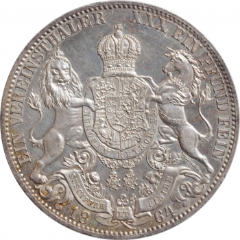 Ганновер 1 союзный талер 1864 г., UNC, "Король Георг V (1851 - 1866)"