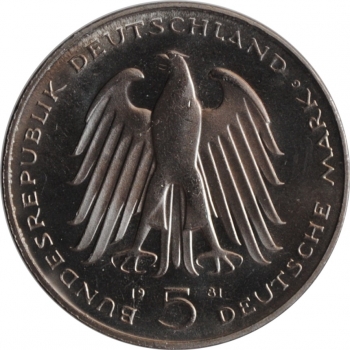 Германия - ФРГ 5 марок 1981 г., UNC, "150 лет со дня смерти Карла фом Штейна"