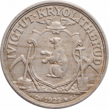 Гренландия 50 эре 1922 г., NGC MS61, "Креолитовые шахты Ивигтута"