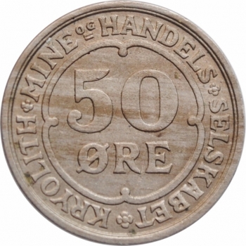 Гренландия 50 эре 1922 г., NGC MS61, "Креолитовые шахты Ивигтута"