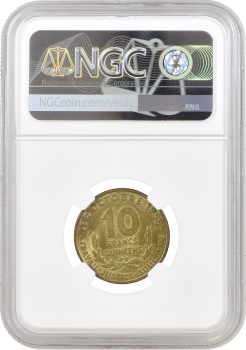 Гвинея 10 франков 1959 г., NGC MS66, "Старый франк (1959 - 1971)"