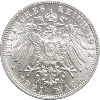 Бавария 3 марки 1912 г., UNC, 'Король Отто I (1886-1913)'