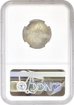 Тоскана 5 кваттрини 1830 г., NGC MS66, "Великий герцог Леопольд II (1824 - 1859)" Top Pop