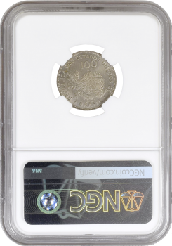 Бразилия 100 рейсов 1901 г., NGC MS64, "Первая Республика (1889 - 1942)"