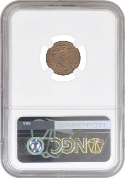 Бельгия 1 сантим 1887 г. DER, NGC MS64 RB, "Король Леопольд II (1865 - 1909)" KM# 32.2 ТОНКАЯ