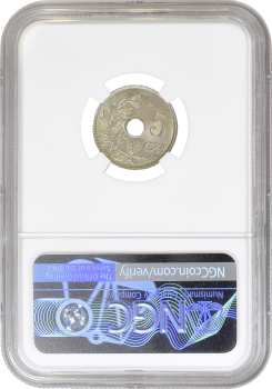 Бельгия 5 сантимов 1931 г. Flemish, NGC MS65, "Король Альберт I (1910 - 1934)" /со звездой/ Top Pop