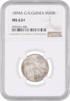 Германская Новая Гвинея 1 марка 1894 г., NGC MS63+, "Колония Германии (1885 - 1915)"