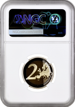 Ватикан 2 евро 2019 г., NGC PF69 UC, "25 лет завершению реставрации Сикстинской капеллы"