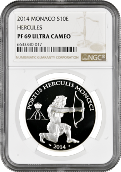 Монако 10 евро 2014 г., NGC PF69 UC, "Геракл" Top Pop