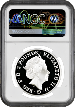 Великобритания 2 фунта 2021 г., NGC PF70 UC, "Звери Королевы - Белая Борзая Ричмонда" Top Pop