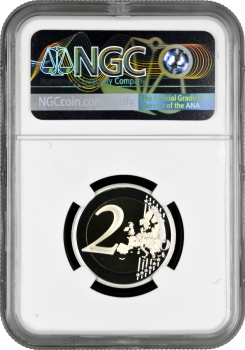 Сан-Марино 2 евро 2017 г., NGC PF70 UC, "Международный год развития туризма" Top Pop