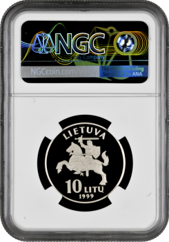 Литва 10 лит 1999 г., NGC PF70 UC, "Каунас" Top Pop