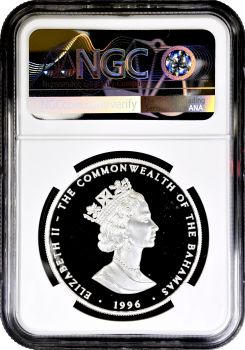 Багамы 1 доллар 1996 г., NGC PF66 UC, "Третье тысячелетие"