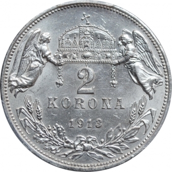 Венгрия 2 кроны 1913 г., PCGS MS62, "Император Франц Иосиф I (1848 - 1916)"
