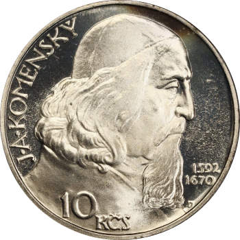 Чехословакия 10 крон 1957 г., PCGS PR66, "Епископ Моравского Братства - Ян Амос Коменский"