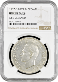 Великобритания 1 крона 1937 г., NGC UNC Details, "Коронация Короля Георга VI"