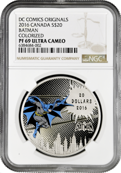 Канада 20 долларов 2016 г., NGC PF69 UC, "DC Comics - Бэтмен"