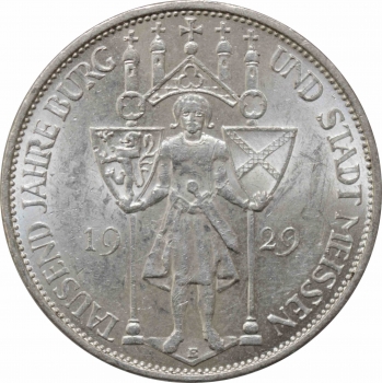 Веймарская Республика 3 рейхсмарки 1929 г. E, UNC, "1000 лет Мейсену"
