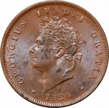 Великобритания 1 пенни 1826 г., UNC, "Король Георг IV (1820 - 1830)"