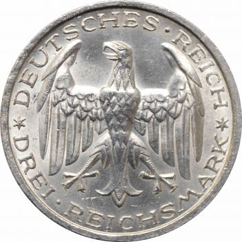 Веймарская Республика 3 рейхсмарки 1927 г. A, UNC, "400 лет Марбургскому университету имени Филиппа"