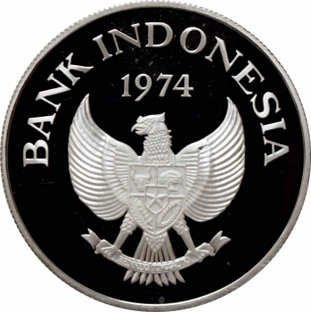 Индонезия 2000 рупий 1974 г., PROOF, "Яванский тигр"