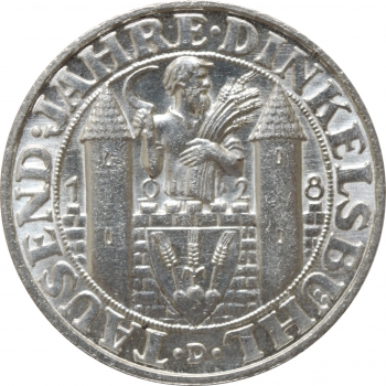 Веймарская Республика 3 рейхсмарки 1928 г. D, UNC, "1000 лет Динкельсбюлю"