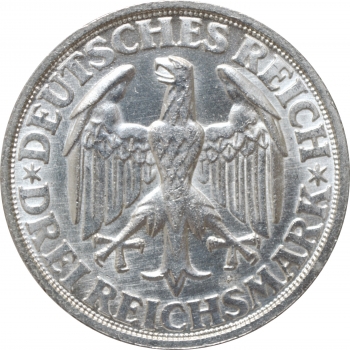 Веймарская Республика 3 рейхсмарки 1928 г. D, UNC, "1000 лет Динкельсбюлю"