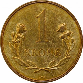 Гренландия 1 крона 1957 г. CS, UNC, "Датская территория (1953 - 1979)"