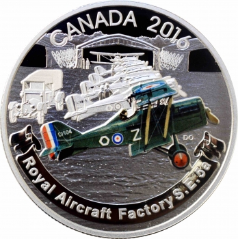 Канада 20 долларов 2016 г., PROOF, "Самолеты Первой мировой войны - Royal Aircraft Factory S.E.5"